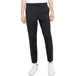 Theory Zaine Solid Black Pique Stretch Joggers Pants Size 38 NWT